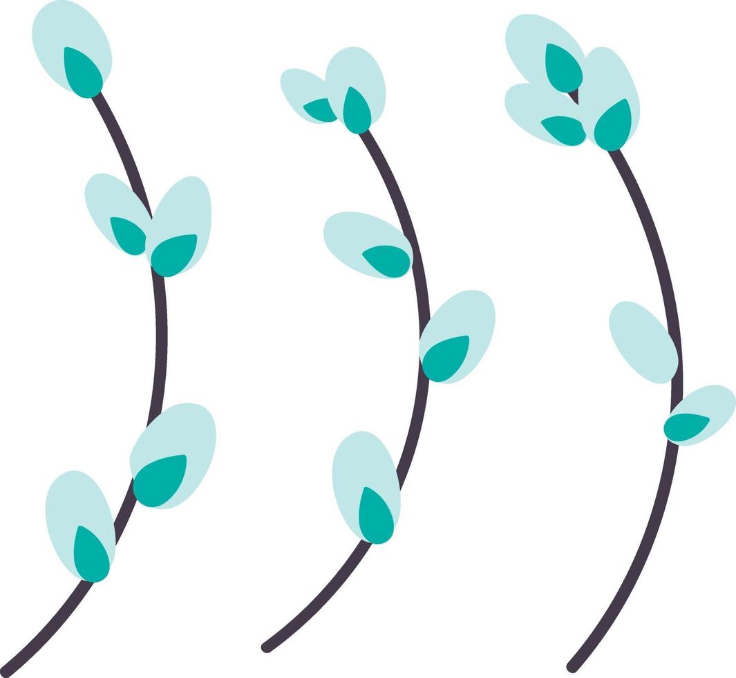 Willow twig isolated on a white background. Easter willow.Flat vector illustration. Design for Easter, packaging