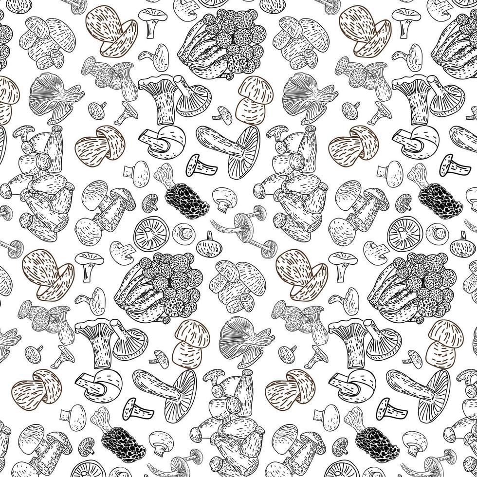 Mushrooms seamless pattern. vector