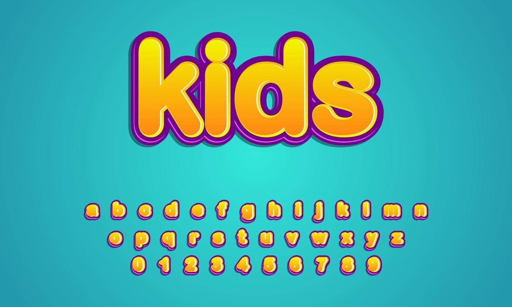 kids font alphabet vector