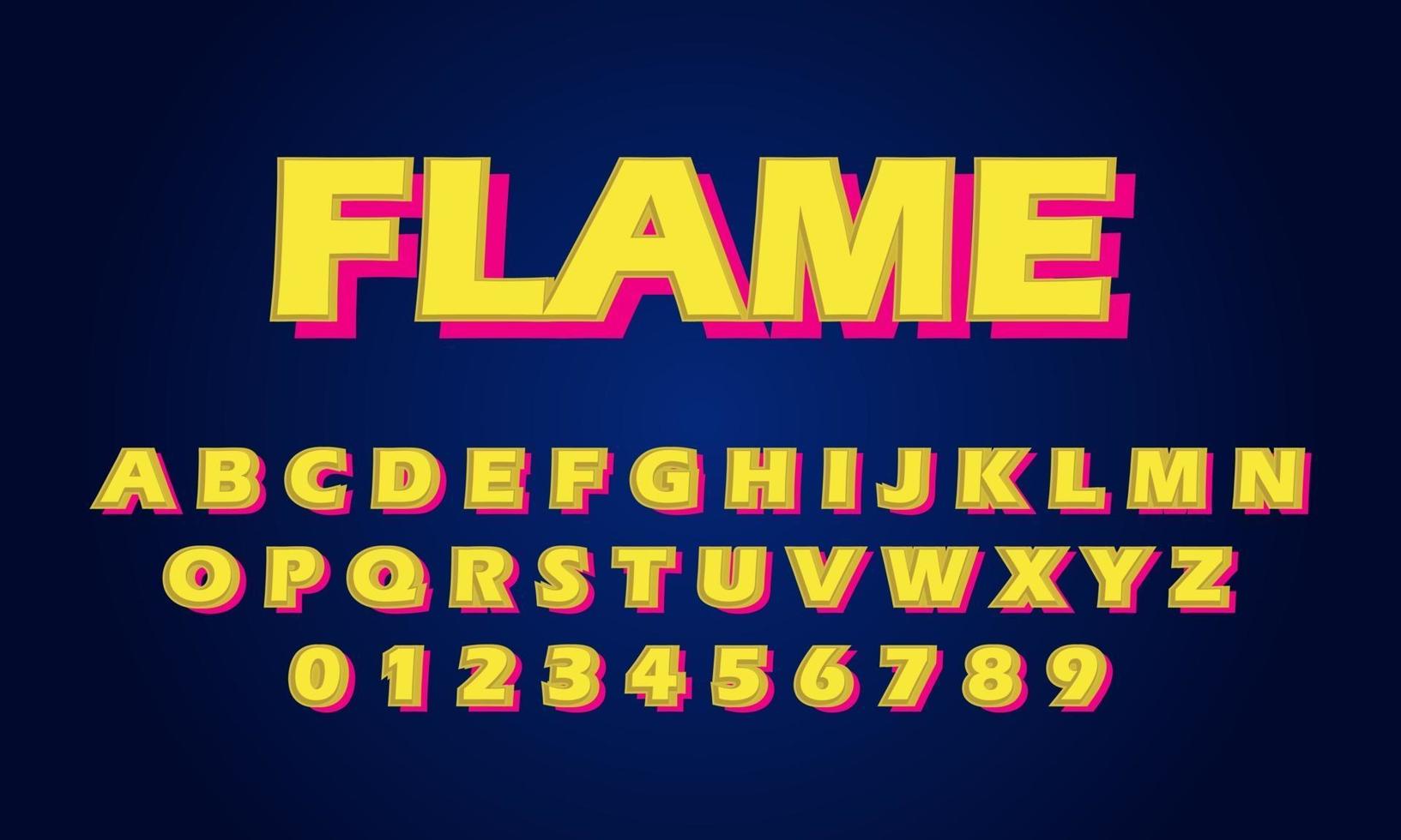 flame font alphabet vector