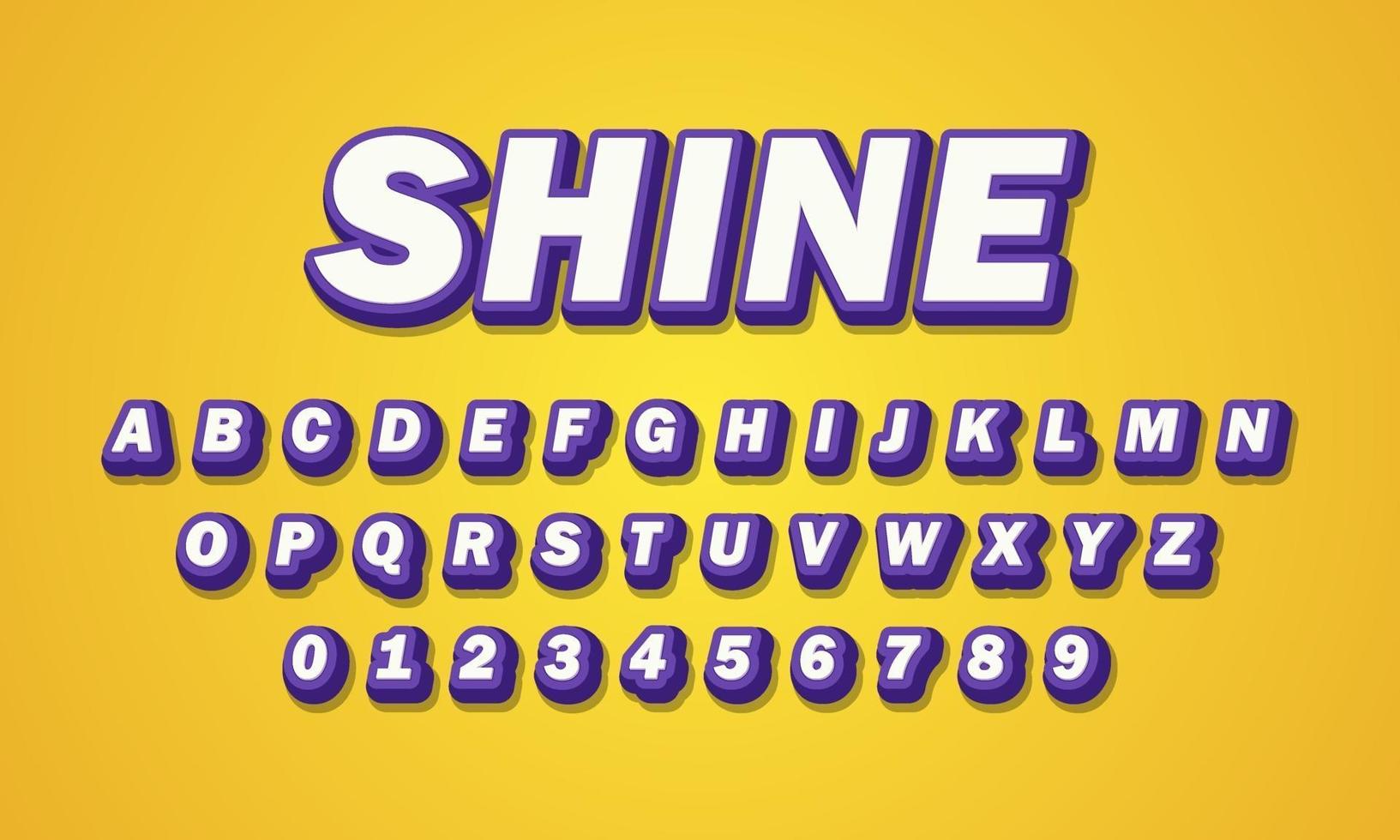 shine font alphabet vector