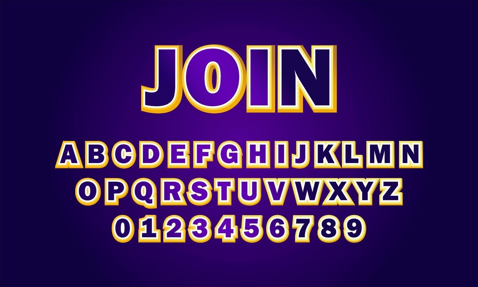 join font alphabet vector