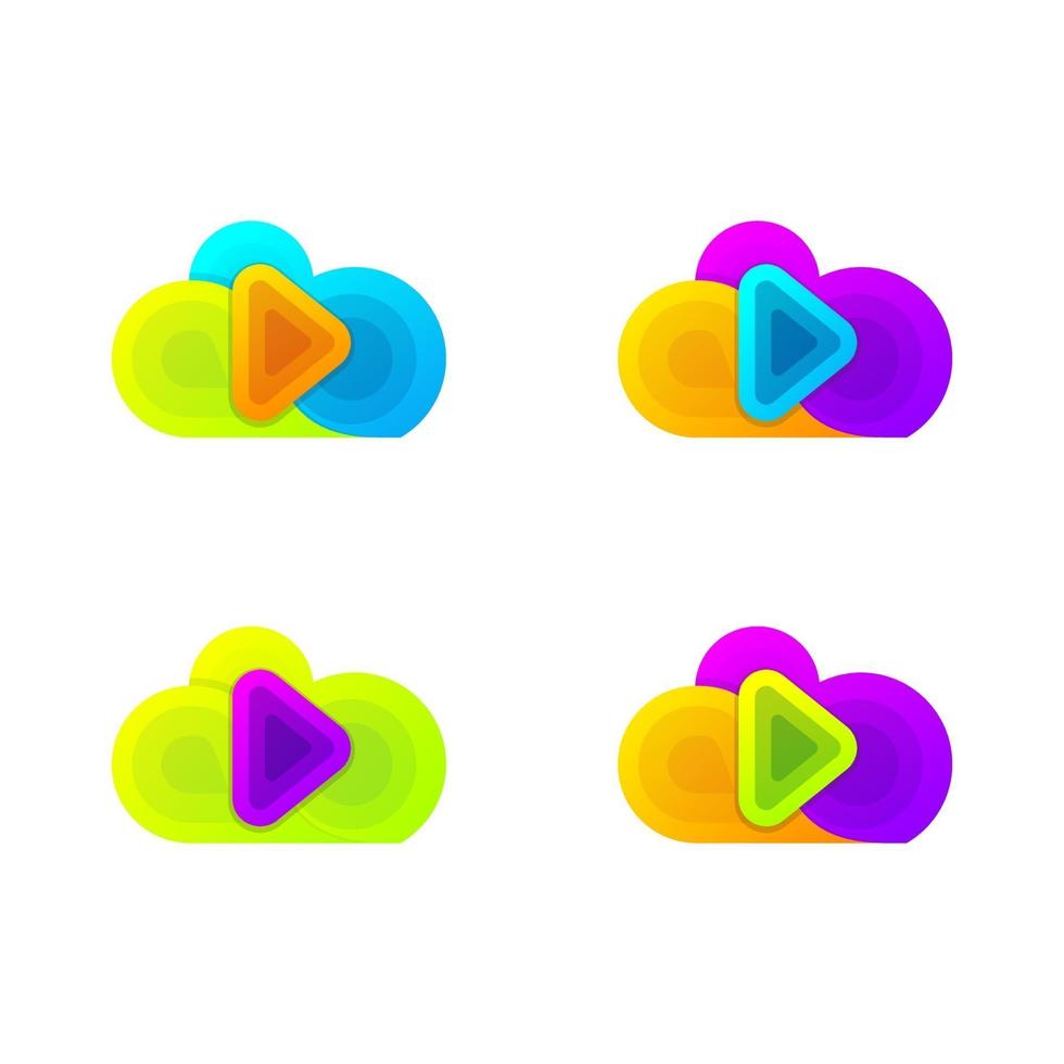 colorful cloud video logo design vector