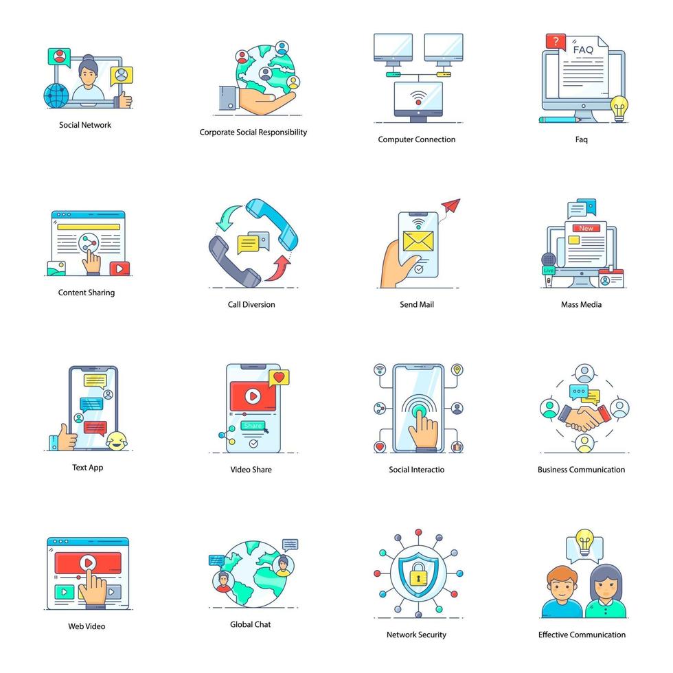 Communication Network Flat vector