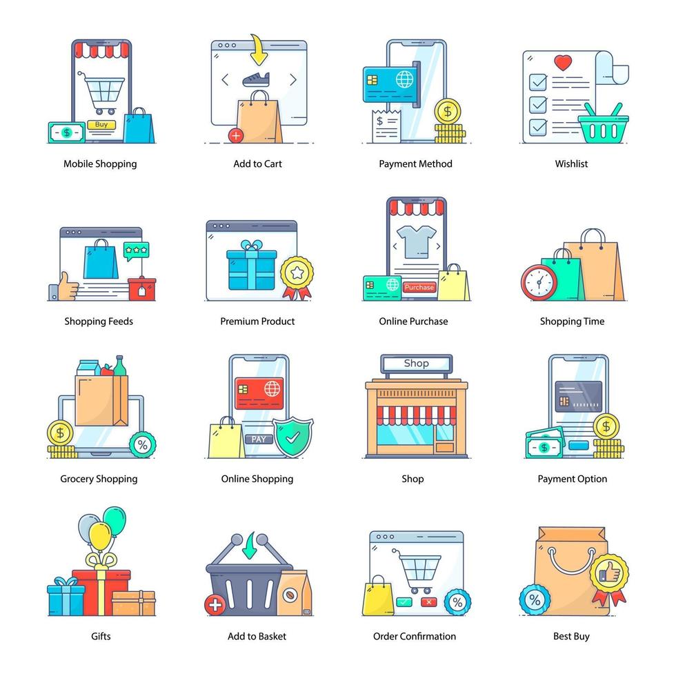 compras y comercio electrónico vector