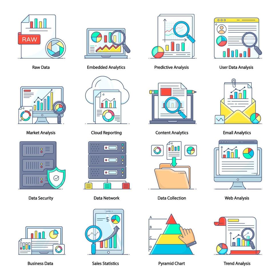 recopilación de datos y análisis de mercado vector