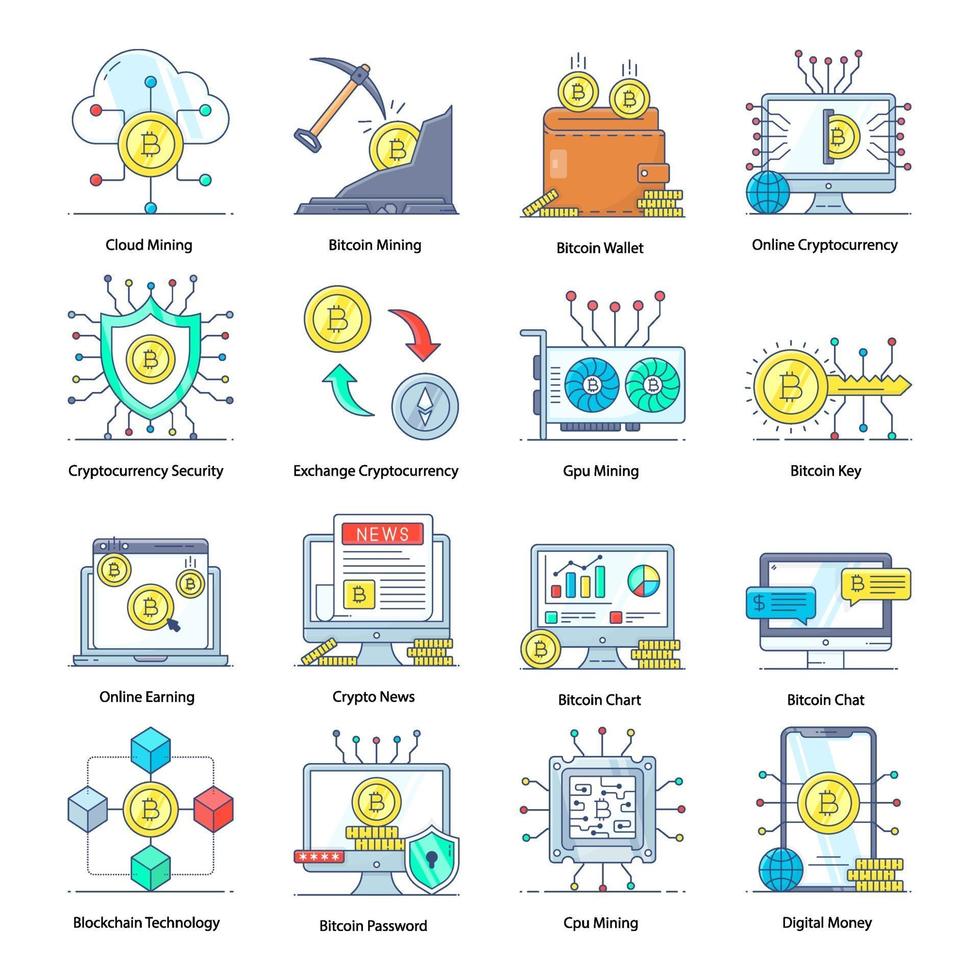 criptomoneda y blockchain vector