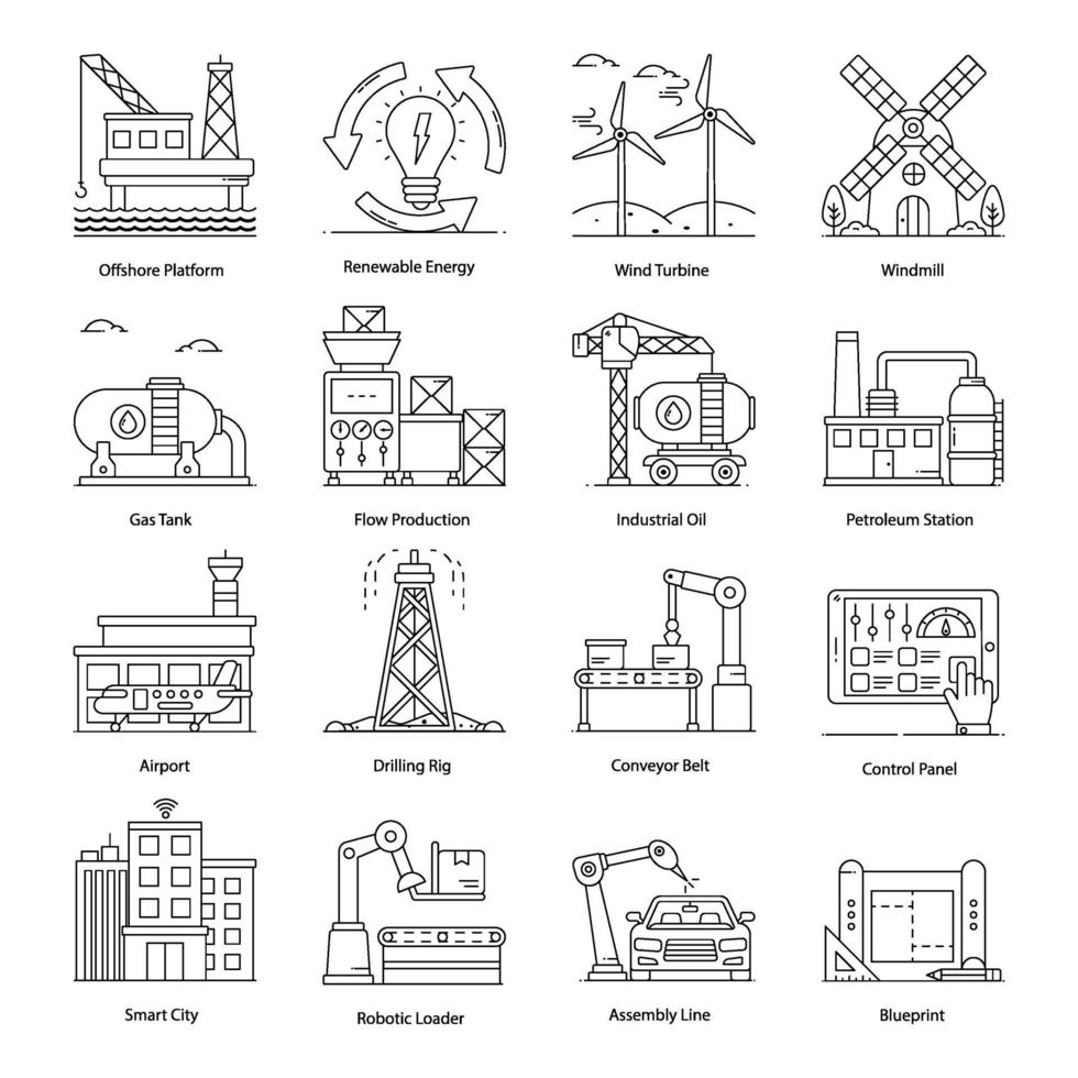 elementos de robótica industrial vector