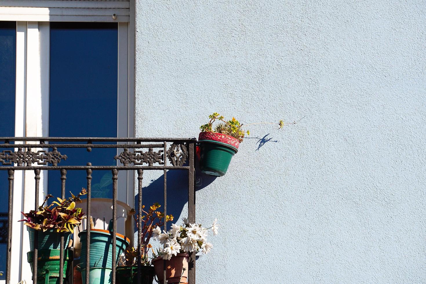 Balcony on the facade of the house, architecture in Bilbao city, Spain photo