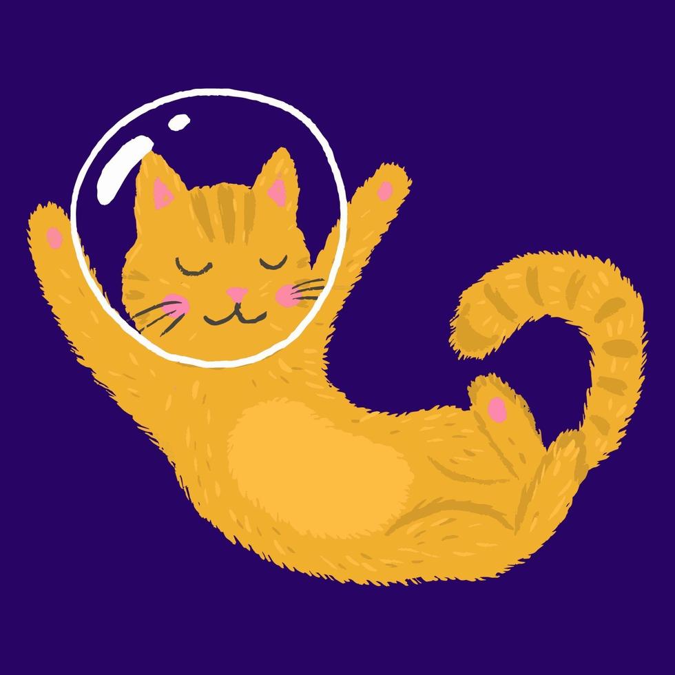 Cute funny cat astronaut in space. Print for kids t-shirts and clothes. vector