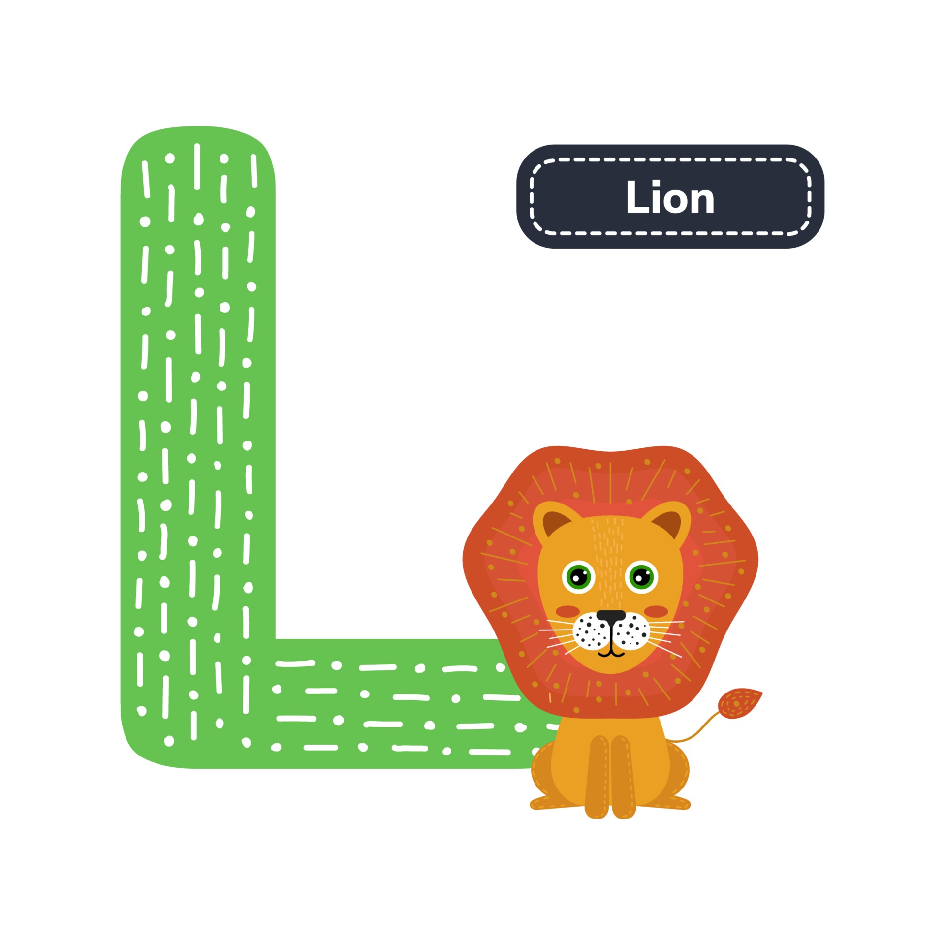 Kids alphabet. Letter l. Cute cartoon lion. 2281710 Vector Art at Vecteezy