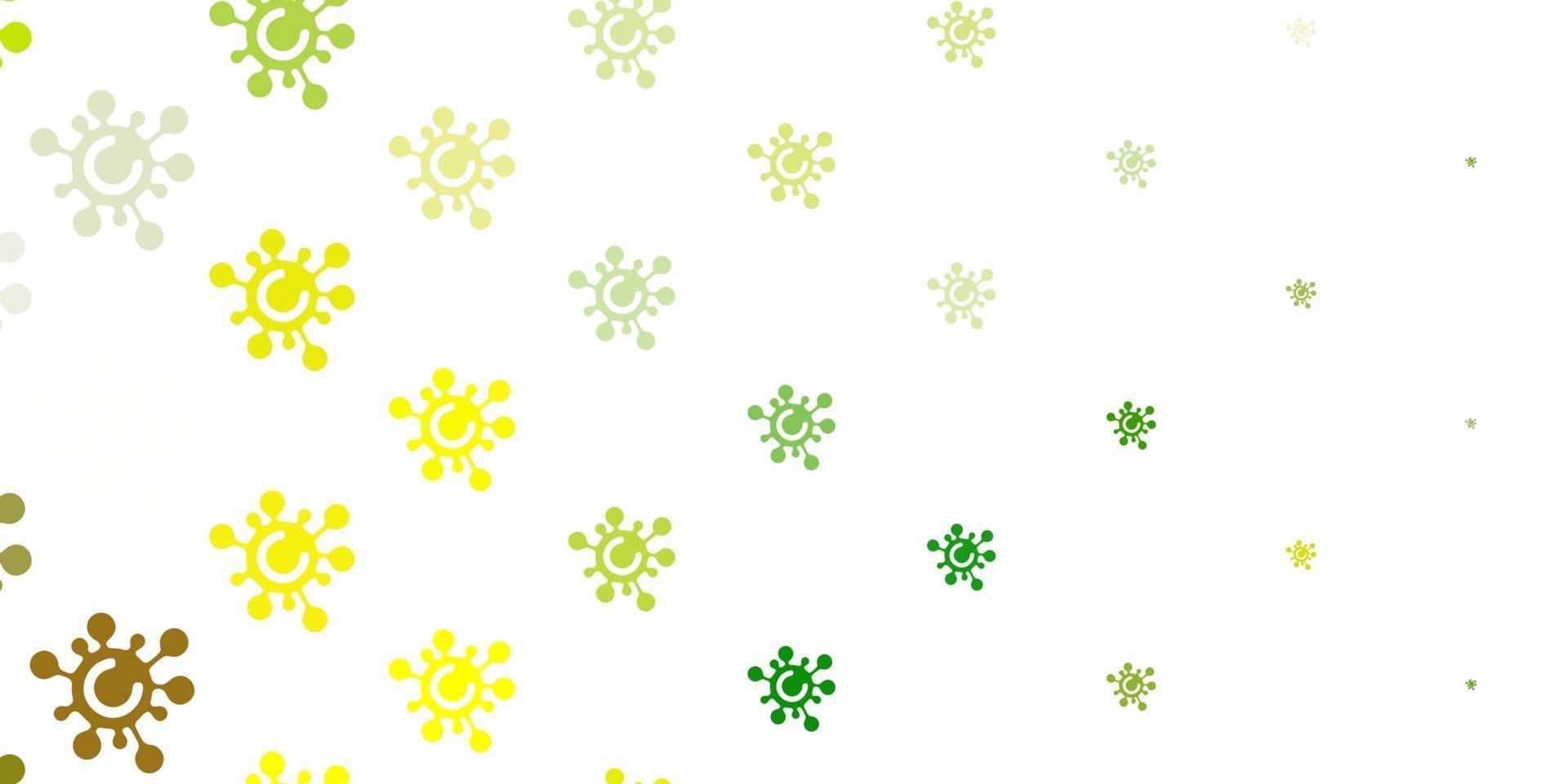 textura de vector verde claro, amarillo con símbolos de enfermedades.