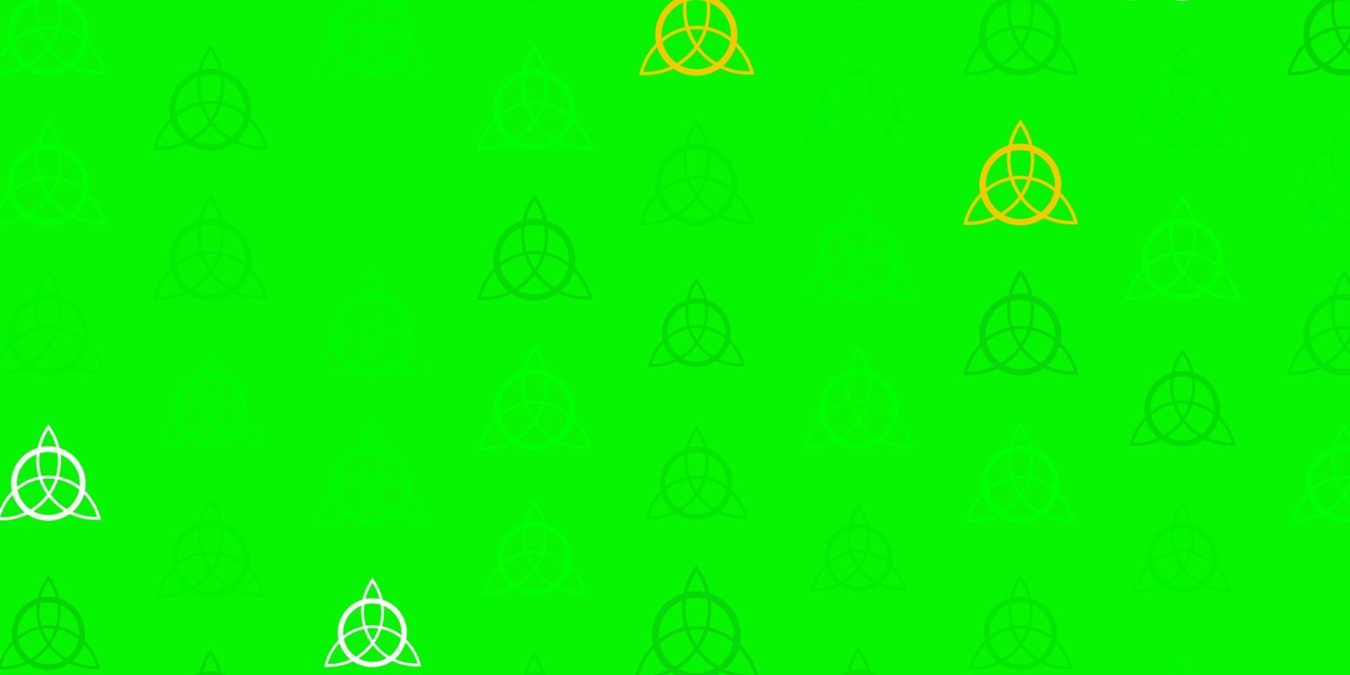 Light Green, Yellow vector background with occult symbols.