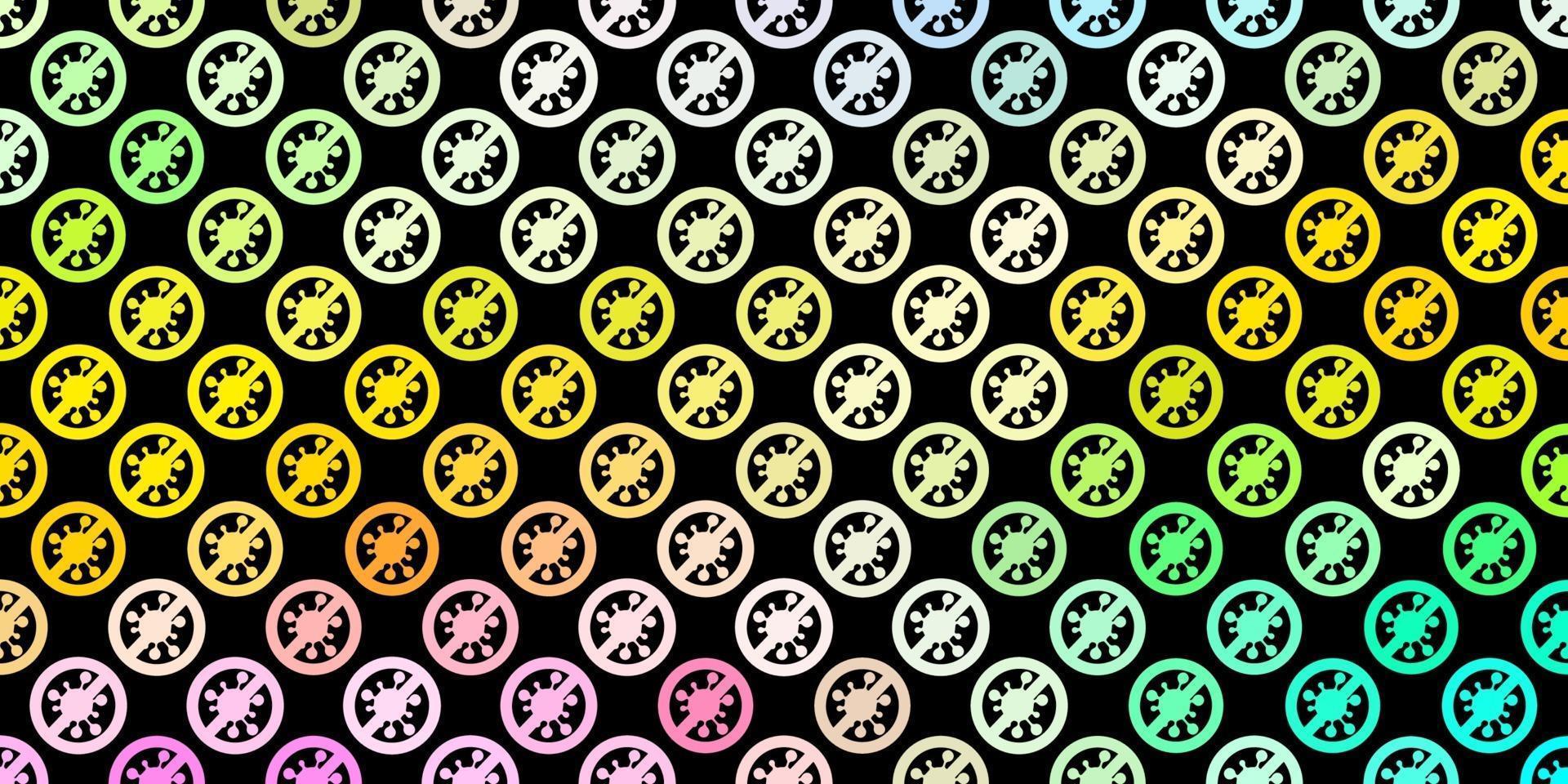 Dark Multicolor vector pattern with coronavirus elements.