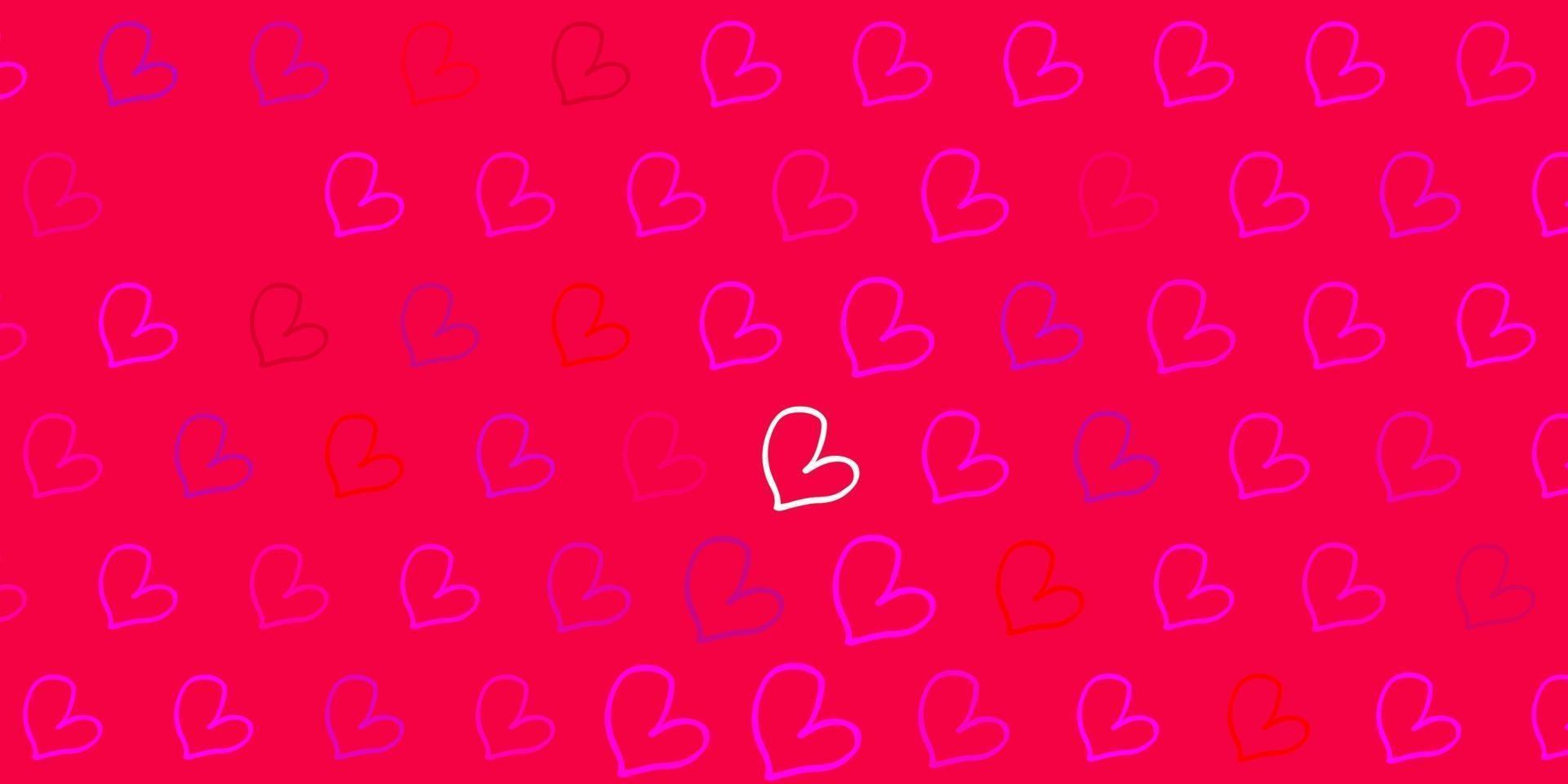 Light Pink vector background with hearts.