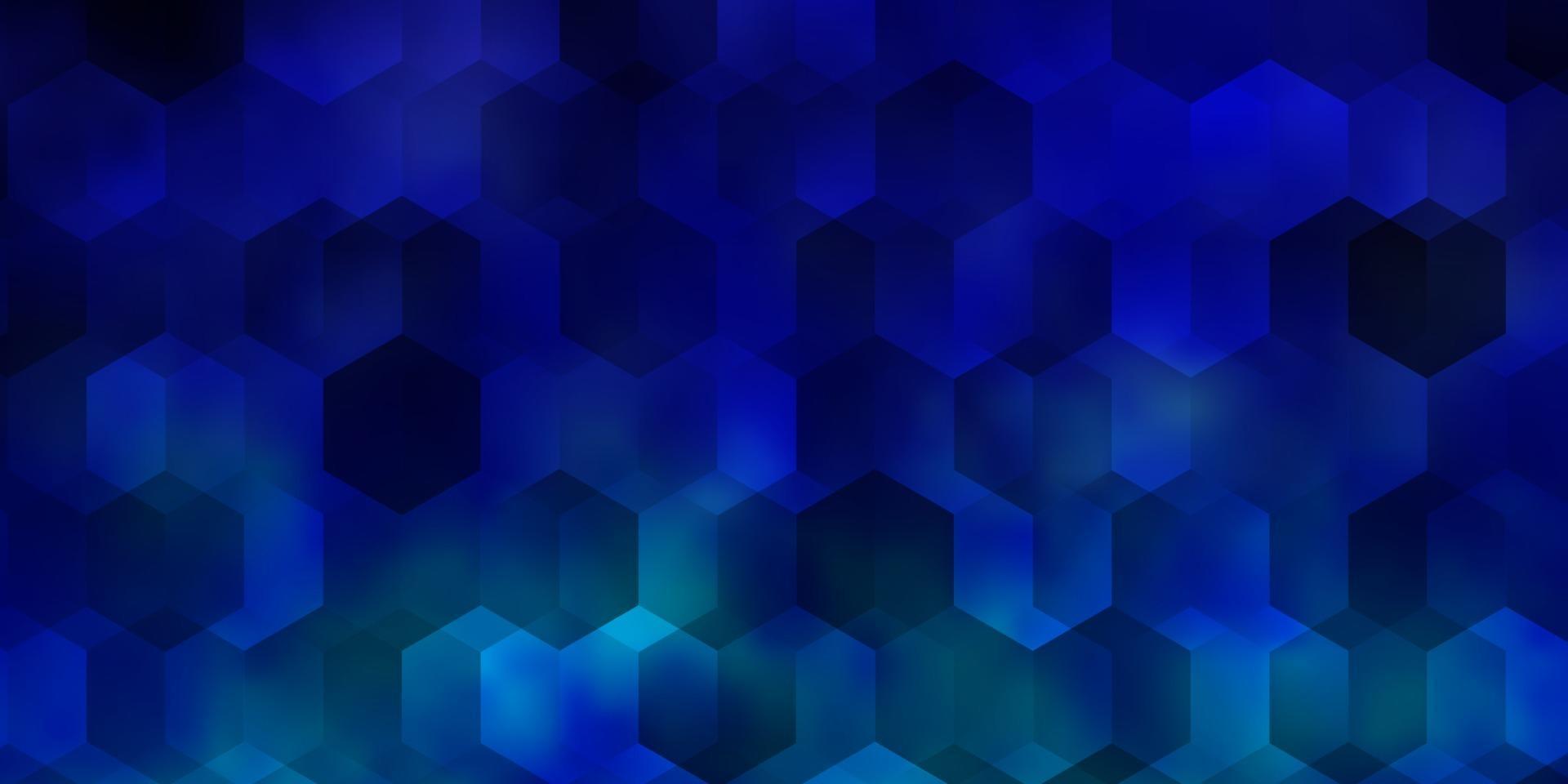Telón de fondo de vector azul claro con hexágonos.