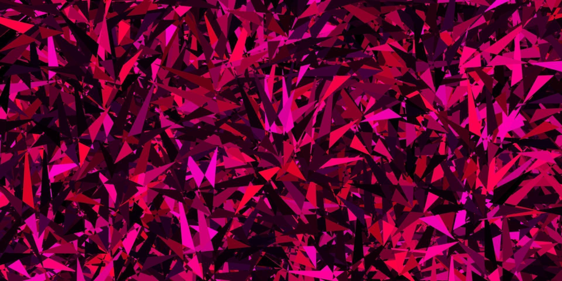 Dark Pink vector background with triangles.