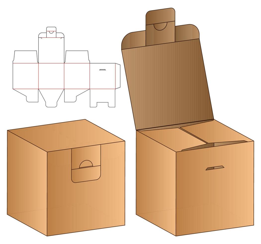 diseño de plantilla troquelada de embalaje de caja. Maqueta 3d vector