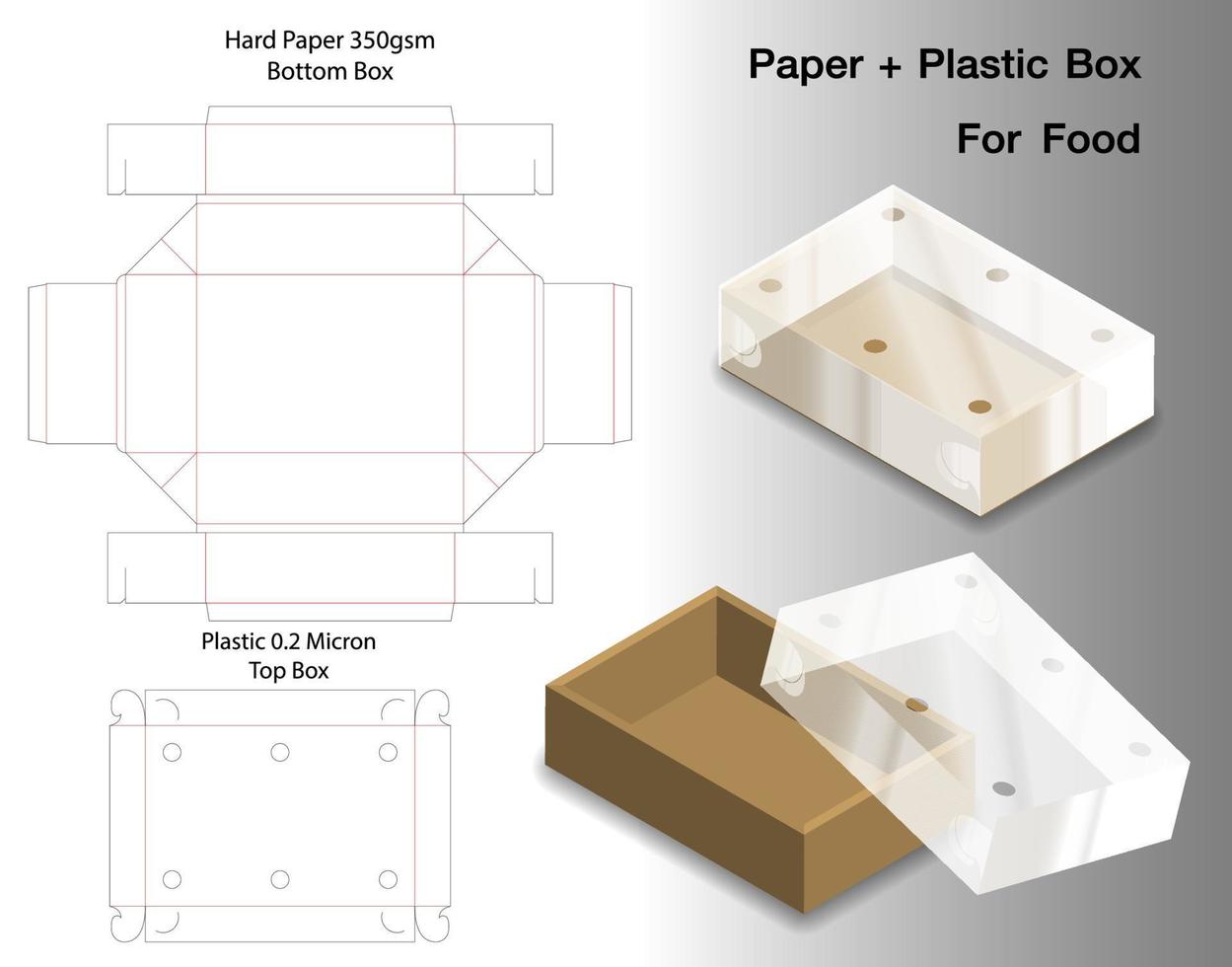 diseño de plantilla troquelada de embalaje de caja. Maqueta 3d vector