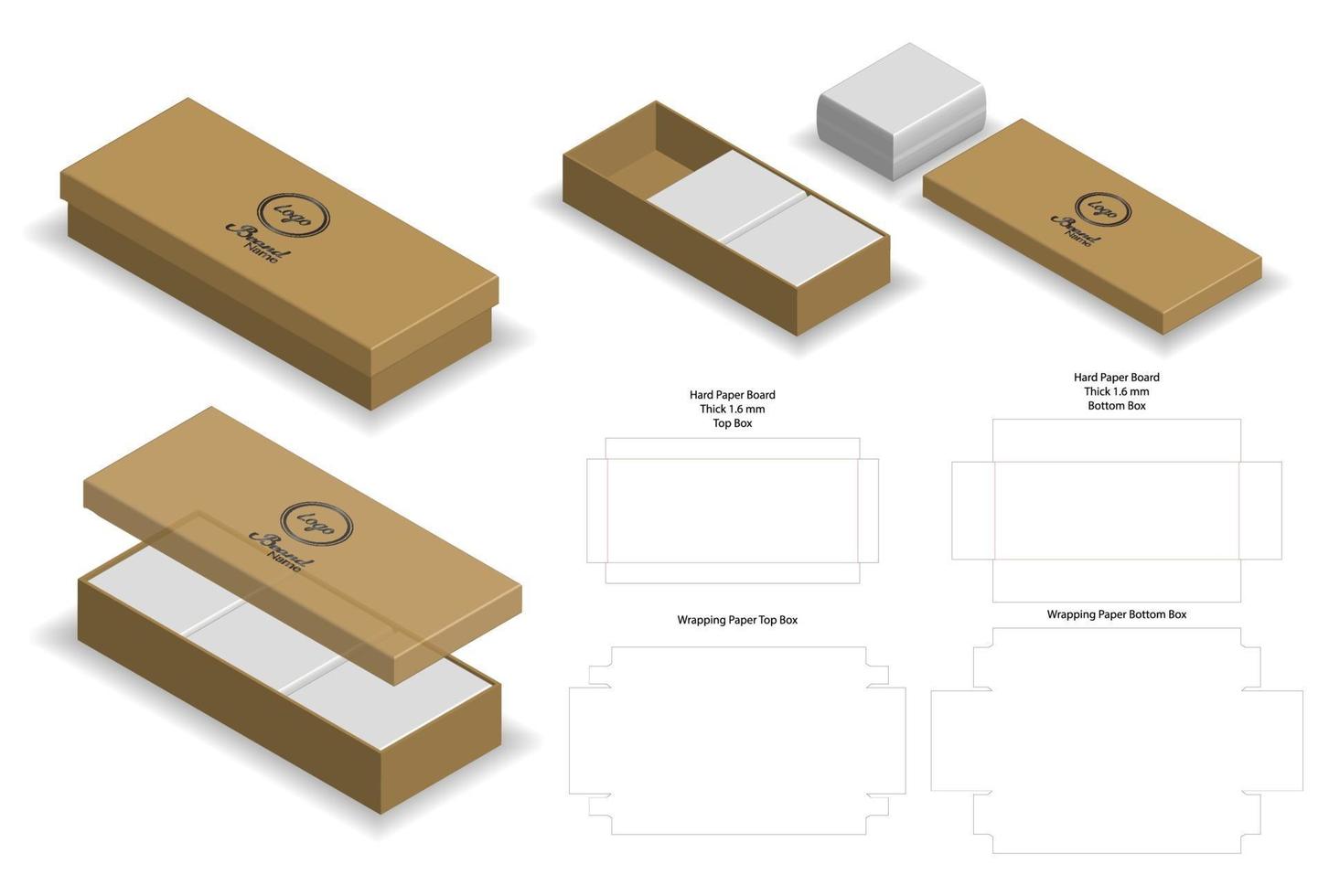 Box packaging die cut template design. 3d mock-up vector
