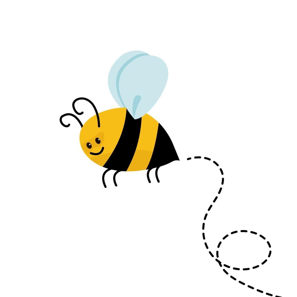 Cute little bee with cartoon style. Vector illustration