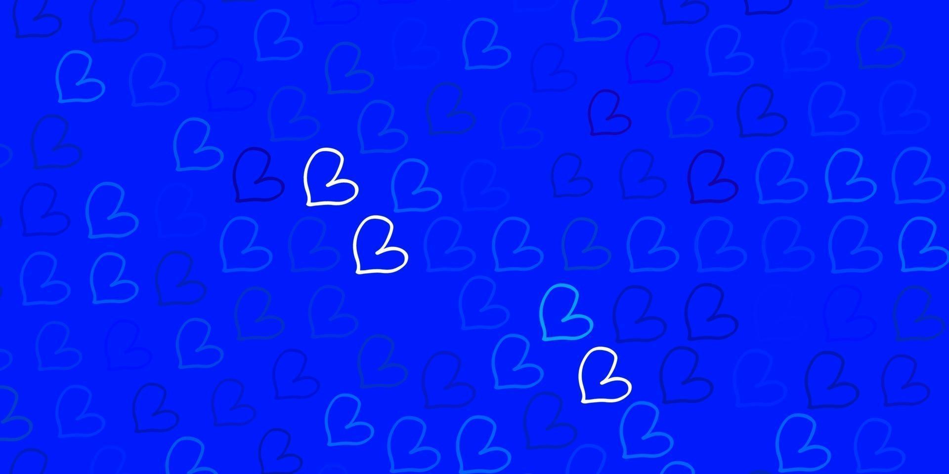 Light Pink, Blue vector pattern with colorful hearts.