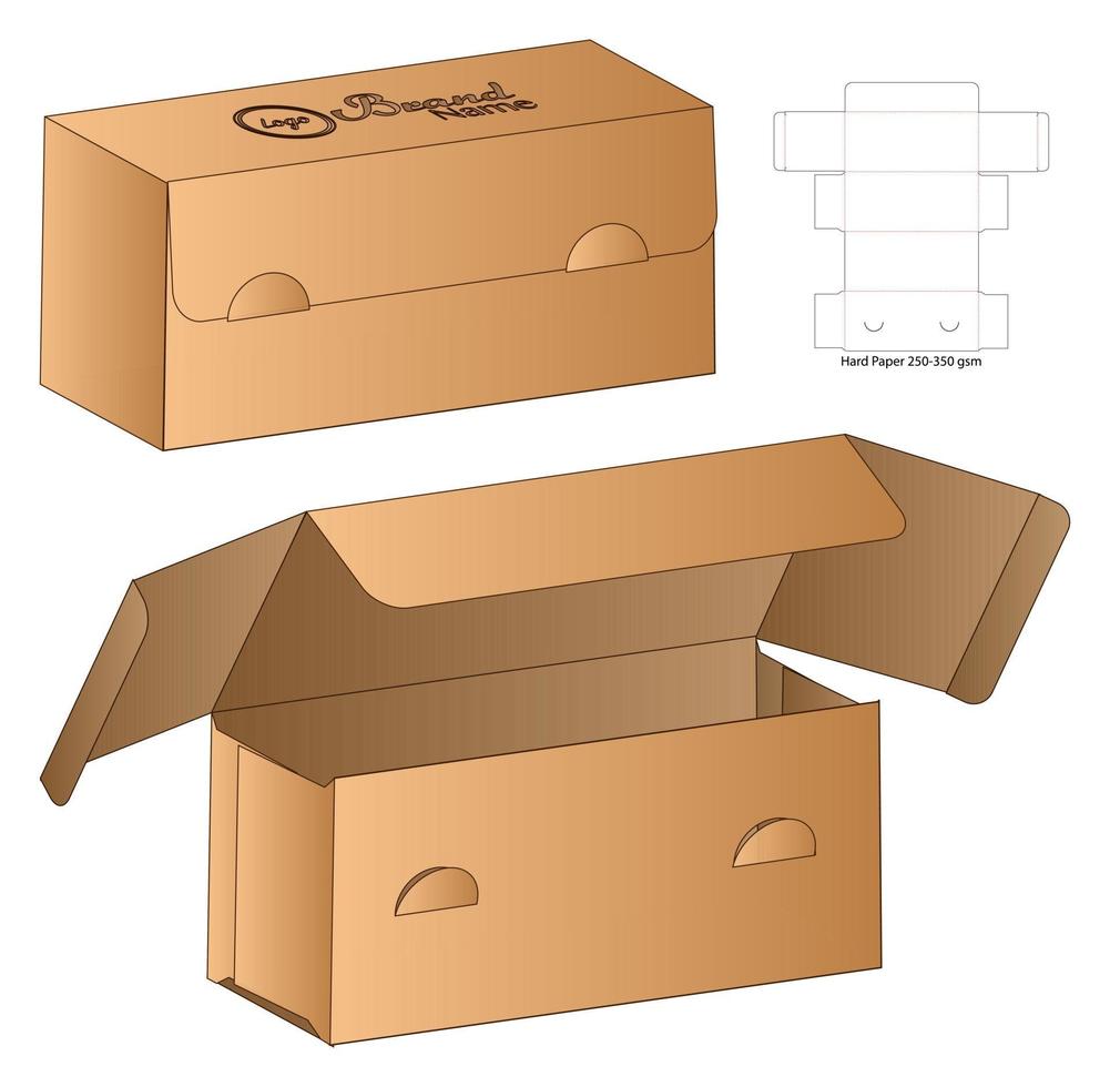 Box packaging die cut template design. 3d mock-up vector