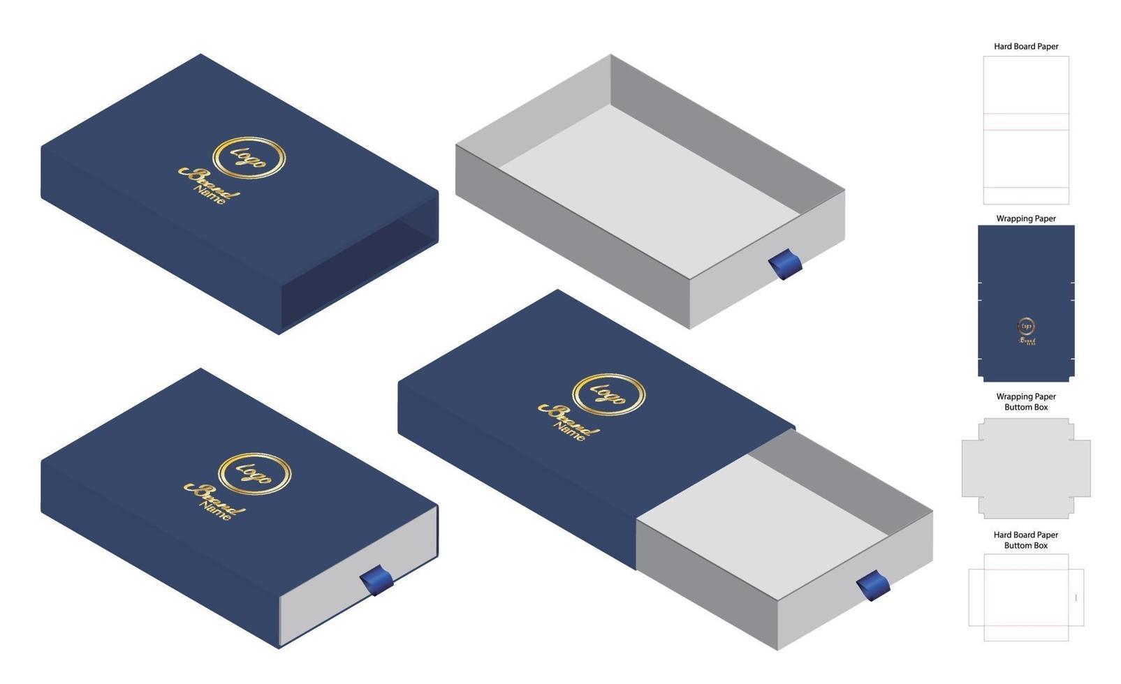 Box packaging die cut template design. 3d mock-up vector