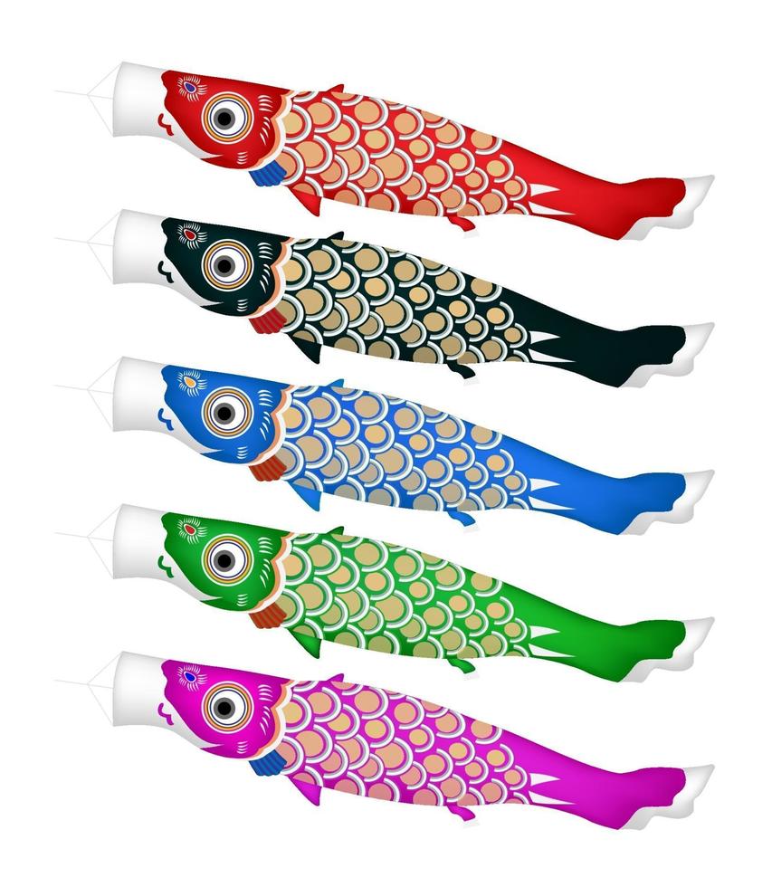 Koinobori Carp Streamer Fish Kites. Happy Childrens Day. Cartoon Fish Flag  For Japanese Festival. Vector Illustration. Royalty Free SVG, Cliparts,  Vectors, and Stock Illustration. Image 165489518.