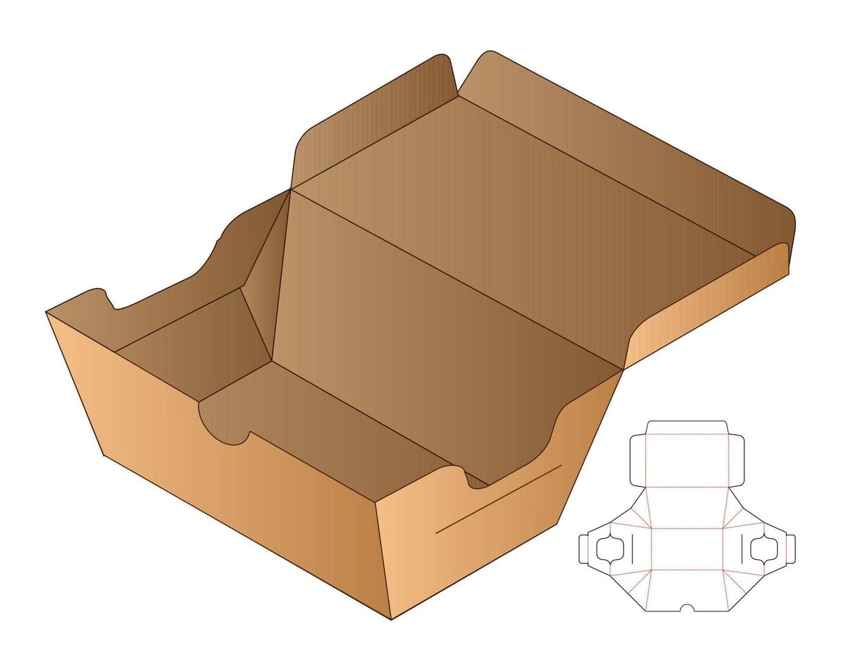 Box packaging die cut template design. 3d mock-up vector