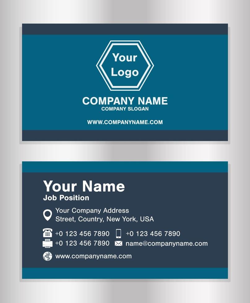Simple blue theme business name card template vector