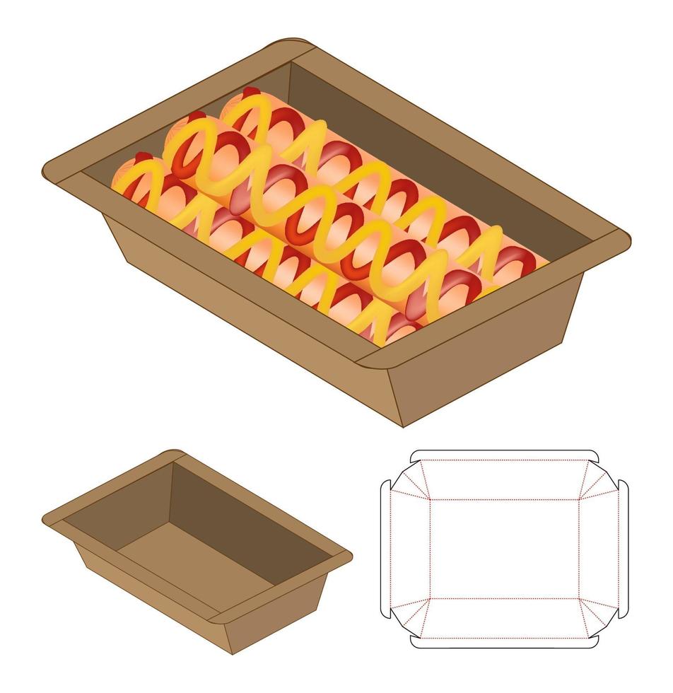 diseño de plantilla troquelada de embalaje de caja. Maqueta 3d vector