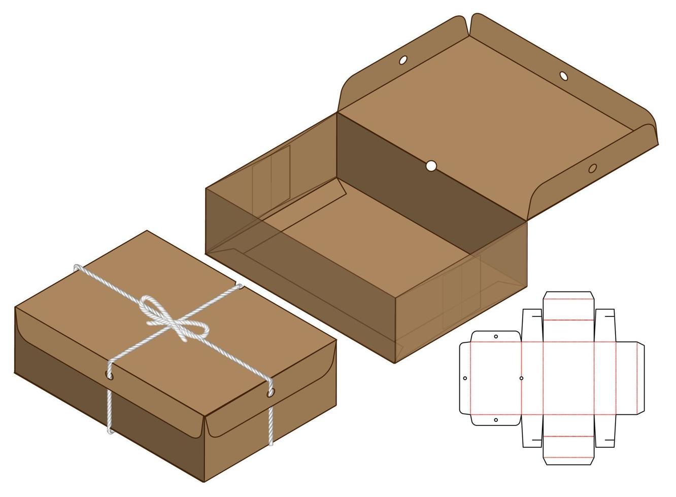 Box packaging die cut template design. 3d mock-up vector