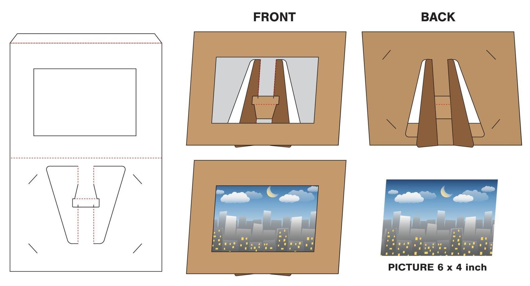 Picture photo paper frame stand die-cut mock-up vector