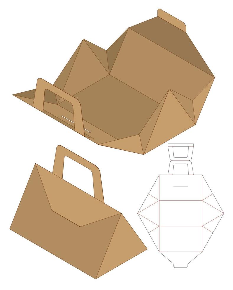 diseño de plantilla troquelada de embalaje de caja. Maqueta 3d vector