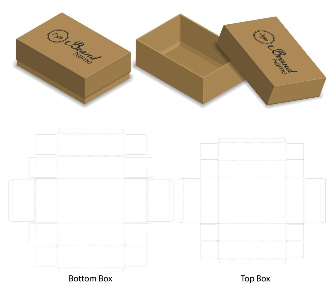 diseño de plantilla troquelada de embalaje de caja. Maqueta 3d vector