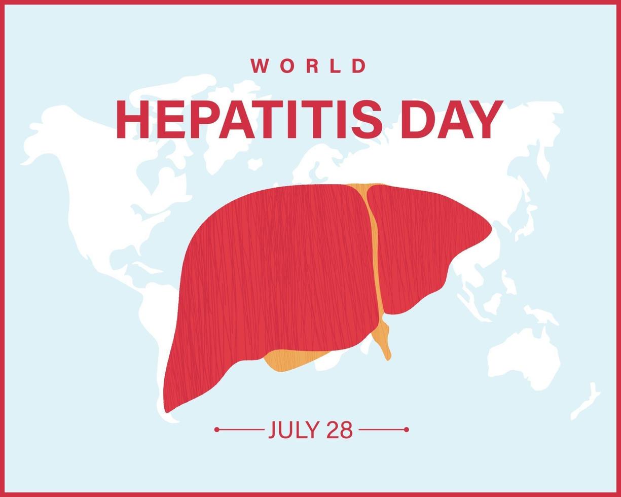 World Hepatitis Day banner with world map and Liver. Vector illustration