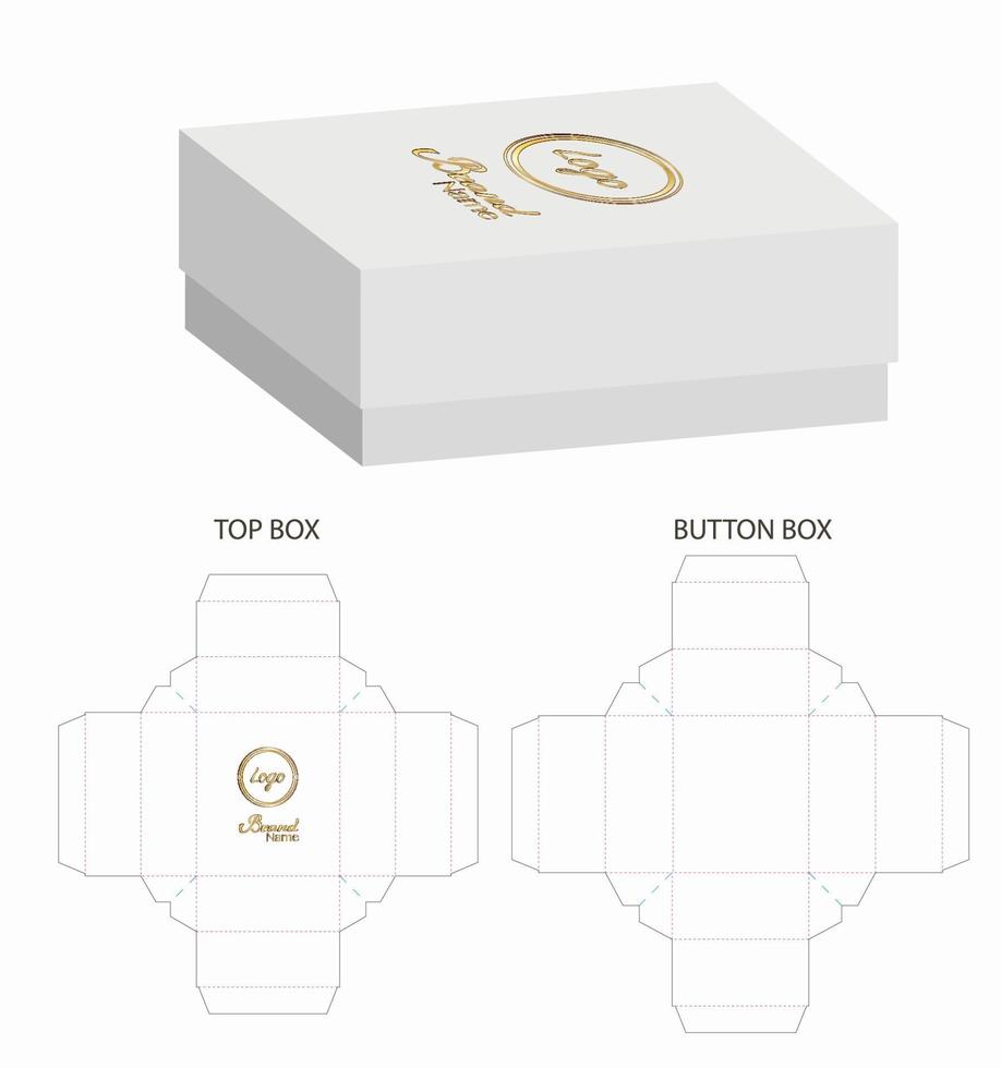 diseño de plantilla troquelada de embalaje de caja. Maqueta 3d vector