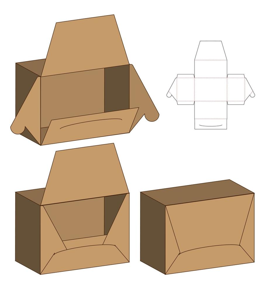 diseño de plantilla troquelada de embalaje de caja. Maqueta 3d vector