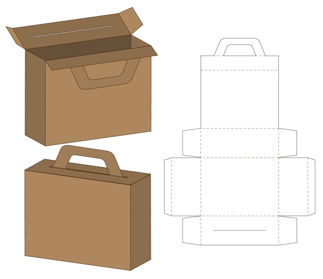 diseño de plantilla troquelada de embalaje de caja. Maqueta 3d vector