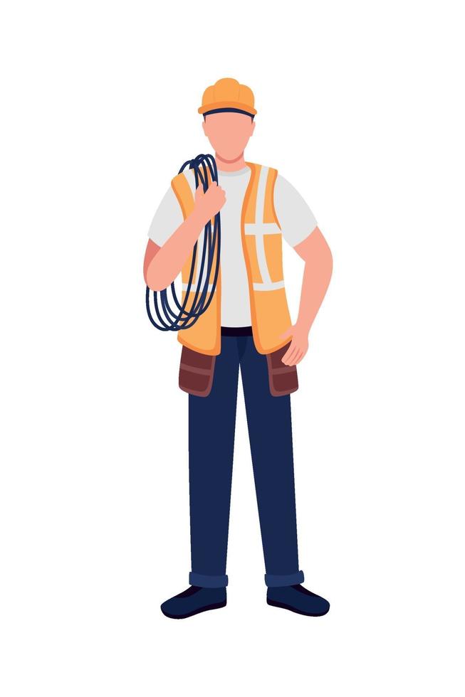 Caucasian male electrical engineer faceless character vector