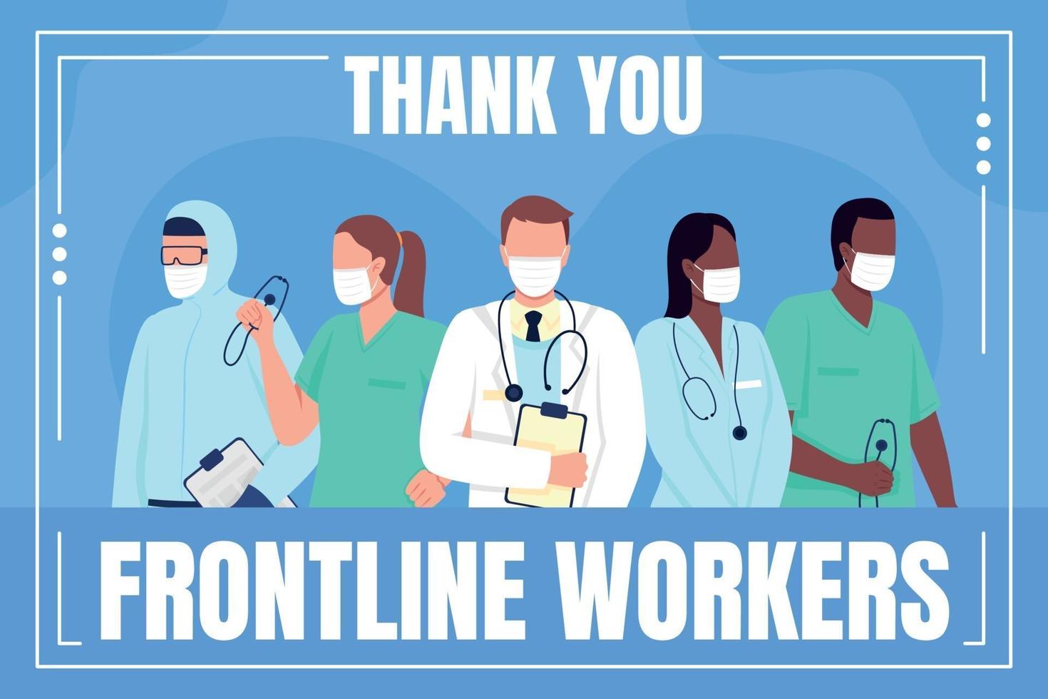 Medical frontline workers social media post mockup vector