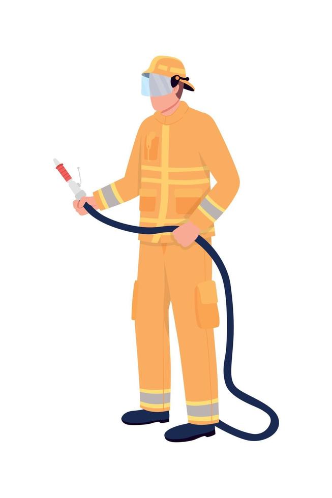 Firefighter with hose faceless character vector