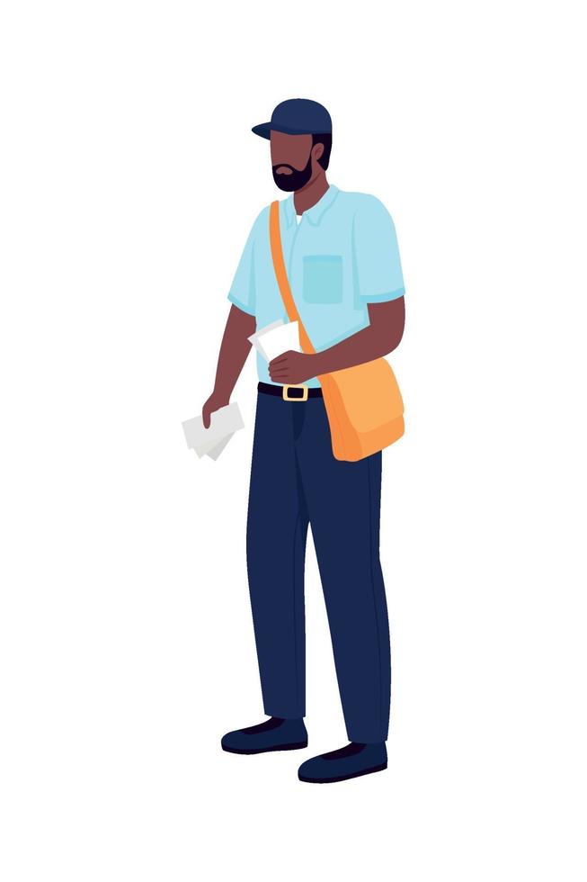 African american mailman faceless character vector