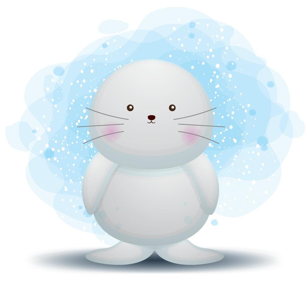 Cute doodle walrus cartoon character vector