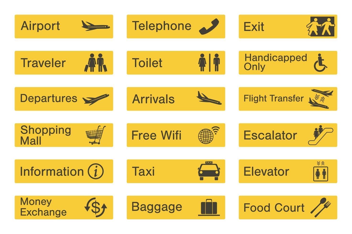 Airport sign set vector