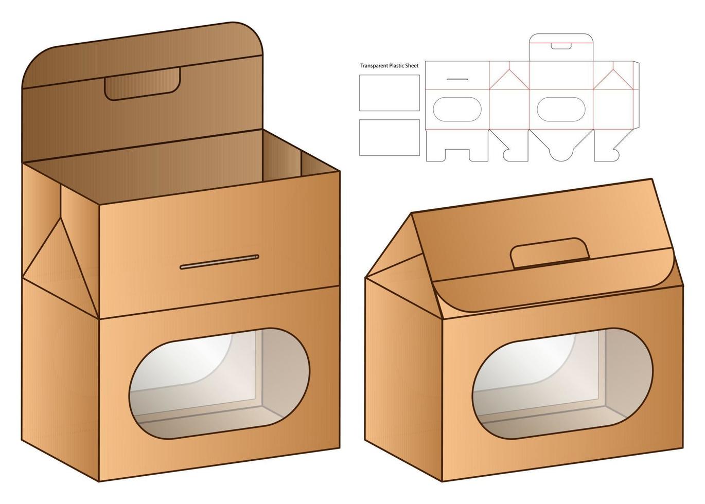 diseño de plantilla troquelada de embalaje de caja. Maqueta 3d vector