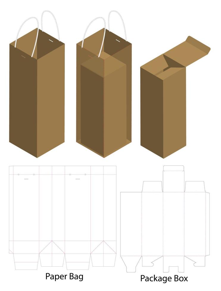 diseño de plantilla troquelada de embalaje de caja. Maqueta 3d vector