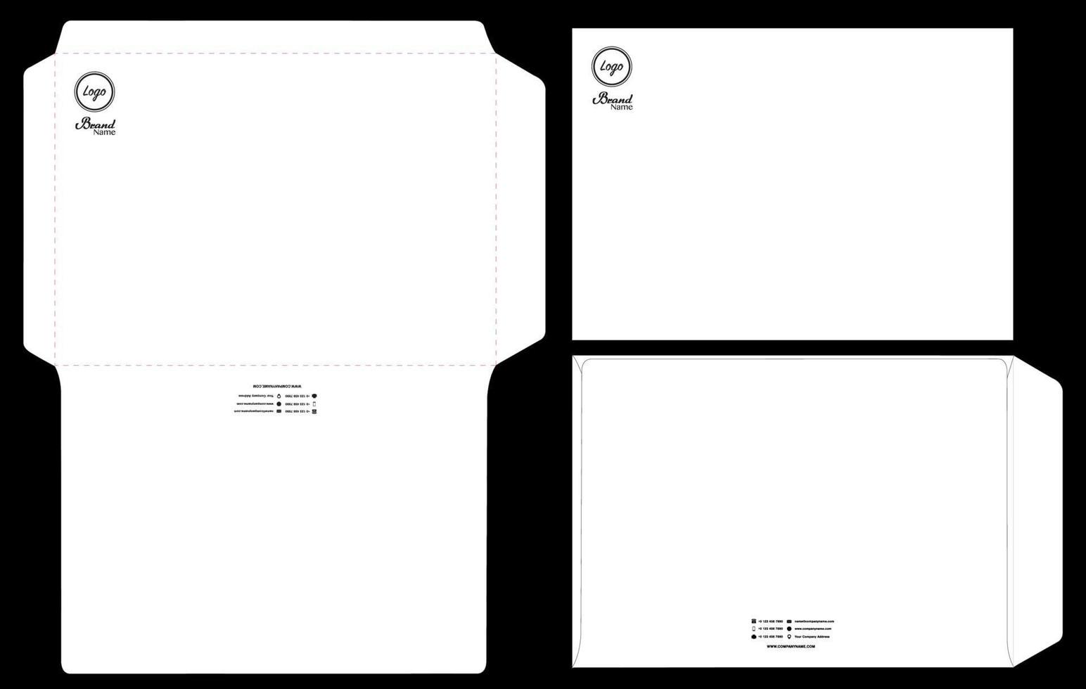 Envelope die cut mock up template Vector illustration.