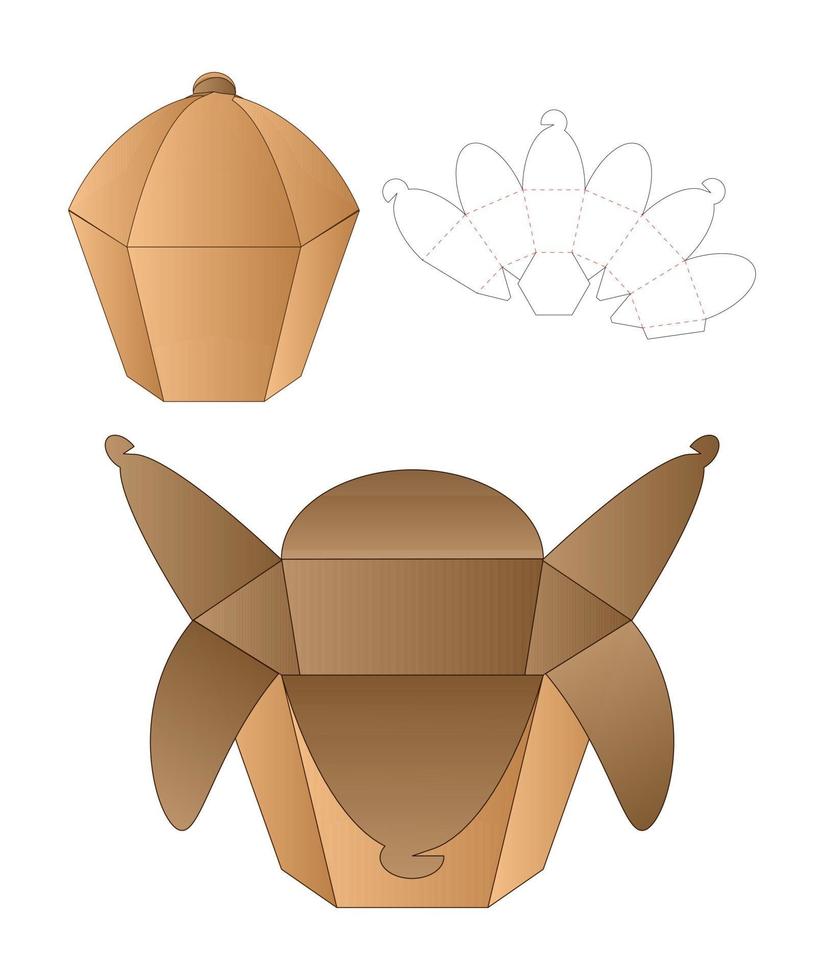 diseño de plantilla troquelada de embalaje de caja. Maqueta 3d vector